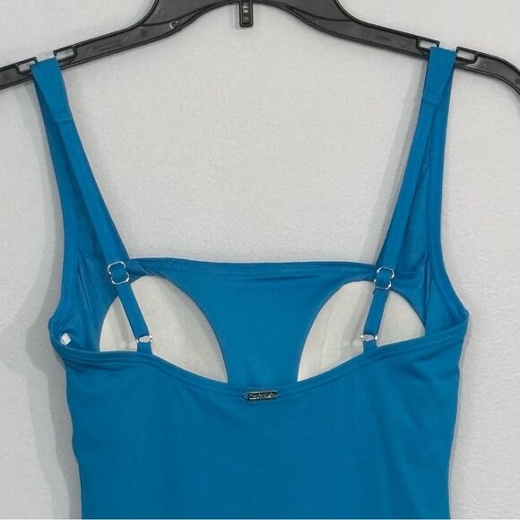 CALVIN KLEIN | Shimmer Teal Blue Pleated One-Piece Swimsuit 6 - Picture 8 of 16